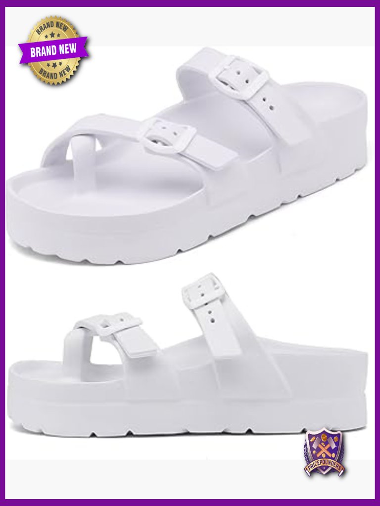 Women's Platform Sandals With Arch Support, Lightweight Eva Slides, Adjustable